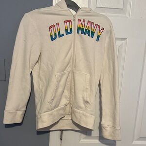 Old Navy Kids Cream Hoodie with Rainbow Letters size 14-16